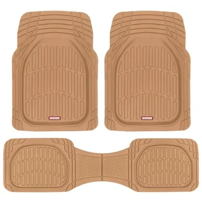Image of Motor Trend MT 923 BG Beige FlexTough Contour Liners Deep Dish Heavy Duty Rubber Floor Mats for Car SUV Truck &amp; Van All Weather Protection, Trim to Fit (Tan Beige)