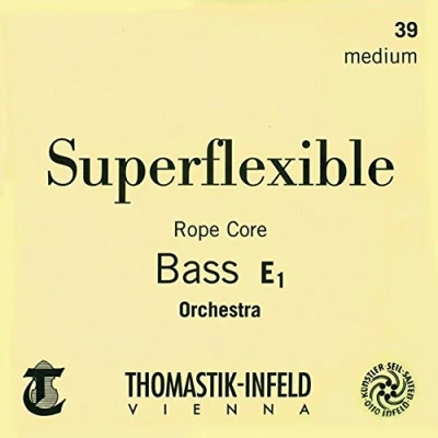Image of Thomastik Einzelsaite für Kontrabass 4/4 Superflexible E Saite Stahlseilkern, Chrom umsponnen, Solostimmung, mittel