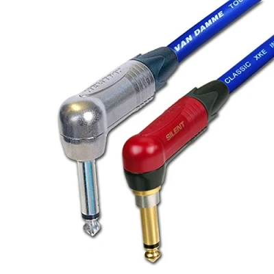 Image of Neutrik SILENT Guitar Jack to Lead. Van Damme Cable. Angled 1m 3m 6m 5m 10m (5m, Blue)