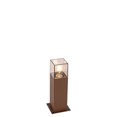 Image of Qazqa Industrial Standing Outdoor Pole I Bollard Post lamp Rust Brown 30 cm IP44 Denmark Garden Suitable for LED E27 1 Light Aluminium