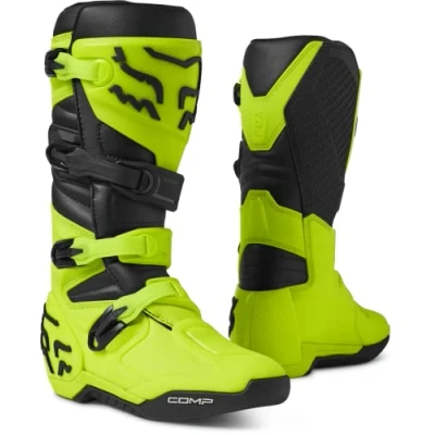 Image of Fox Racing Unisex Adult Comp Motocross Boots, Fluorescent Yellow, 9.5 UK