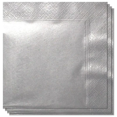Image of PARTYRama Metallic Silver 2 Ply Napkins 33cm Pack of 100