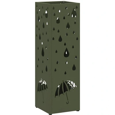 Image of vidaXL Umbrella Stand Olive Green Metal Medium Decorative Inlays
