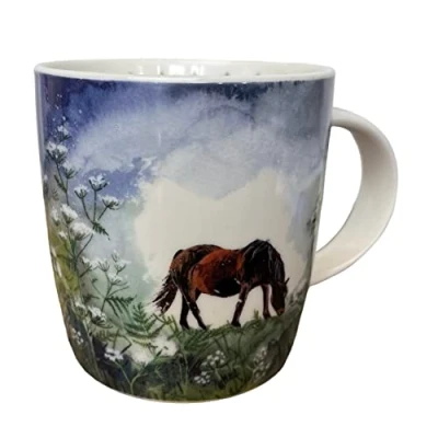 Image of Alex Clark Horse and Cow Parsley Mug Equestrian Flowers Original Artwork Cup for Nature Lovers Gift Ideas Perfect Coffee &amp; Tea Vegan Friendly Designed in The UK...
