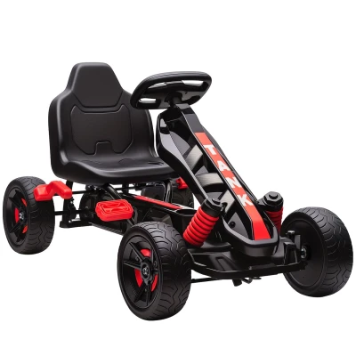 Image of AIYAPLAY Pedal Go Kart, Ride on Racer with Automatic Clutch, Brake, Non Slip EVA Wheels, Metal Frame, Kart for Kids Ages 3 6 Years, Red