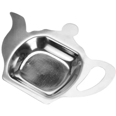 Image of PAAJEE Stainless Steel Tea Bag Tidy Dish Holder Teapot Design Coaster For Used Bags Storage Decorative Coasters