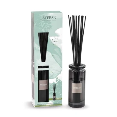 Image of Esteban Pur Lin Aroma Diffuser for Home with Natural Ingredients, 75ml, Floral Scented Bouquet, Includes Sticks and Refill