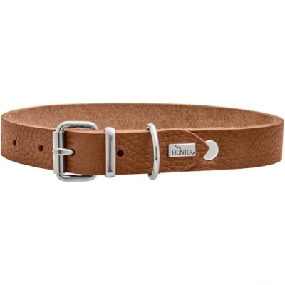 Image of HUNTER Grenada Leather Dog Collar, Cognac, Handmade in Germany, for Training and Everyday Wear, Durable, Comfortable, Simple, Elegant Design, Size: S M, Circumference: 37 43 cm