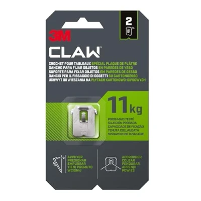 Image of 3M CLAW Plasterboard Hook 11 kg, 3PH11 2WMR, 2 Hooks