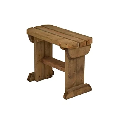 Image of Arbor garden Solutions Wooden fence bench, Hollies rounded seat furniture (4ft, Rustic Brown)