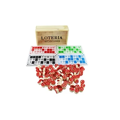 Image of Bingo Games Lottery, 48 Cards and 90 Pieces with 2 Sides Wooden Storage Box