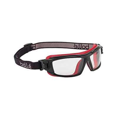 Image of Bolle Safety Ultim8 Ultimate Glasses with Clear Lens, Black/Red, Clear, One Size