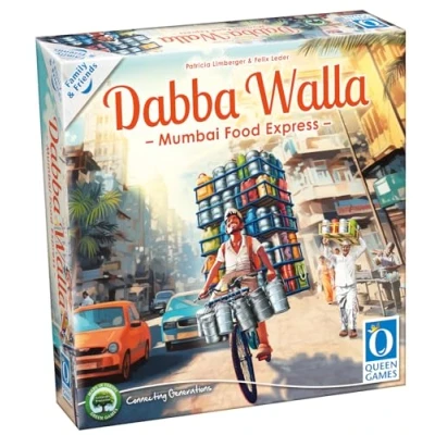 Image of Queen Games Dabba Walla Mumbai Food Express Strategy Board Game 2 4 Players, Family, Adults, Kids Ages 8+