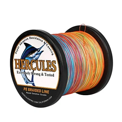 Image of Hercules Super Cast 500M 547 Yards Braided Fishing Line 180 LB Test for Saltwater Freshwater PE Braid Fish Lines Superline 8 Strands Multi color, 180LB (81KG), 0.70MM