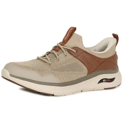 Image of Skechers Men&#039;s Arch Fit Crosser Emeric Sneaker, Taupe/Brown, 7 UK