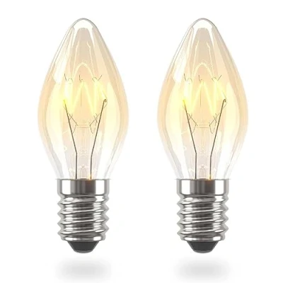 Image of Luxvista E14 16W Screw Bulb Salt Lamp Bulb,Small Edison SES C7 Light Bulb,Warm White 2700K Dimmable Amber Candle for Wax Burner 220V,Aromatherapy Lamp,Microwave,Oven,Night Light,2 Pack