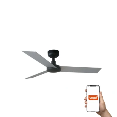 Image of Cruiser Small 3 Blade Ceiling Fan Matt Black, Aluminium Tuya Smart System