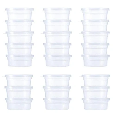 Image of Slime Storage Containers 24 Pack, Leakproof Clear Plastic Foam Ball Cups Jars With Lids Pots Tubs