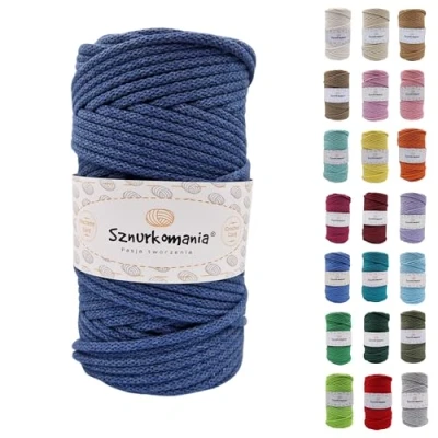 Image of Sznurkomania Cotton Cord, 5 mm, 100 m, Jeans Colour, Oeko Tex Certified, Thread 11.0 cm Length