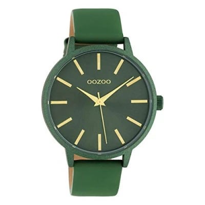 Image of Oozoo Women&#039;s Watch with Leather Strap 42 mm Colours of Unicolour, Green green, groß, Strap.