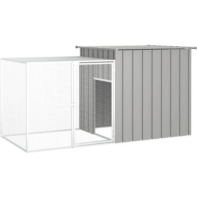 Image of &#039;vidaXL Galvanised Steel Rabbit Cage, Large Exercise Playpen with Secure Hinge Door and Lockable Latch System, Grey