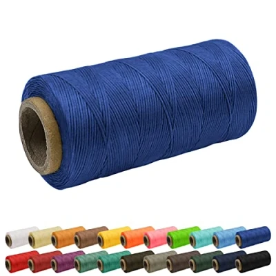 Image of Uiopa 1mm Waxed Thread, 260m 150D Flat Leather Sewing Hand Stitching Thread Cord for Craft, Bookbinding, Shoes Repairing, Bright Blue