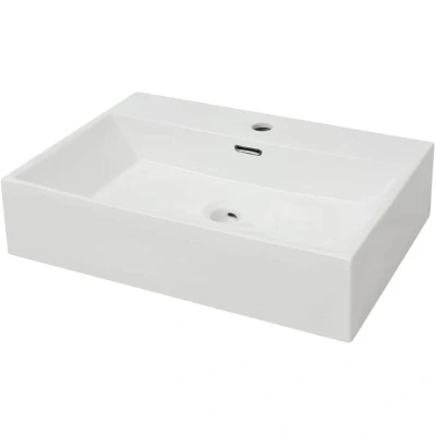 Image of vidaXL Basin with Faucet Hole Ceramic White 60.5x42.5x14.5 cm