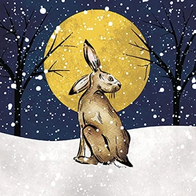 Image of the Almanac Gallery Pack of 8 Charity Christmas Cards &#039;The Hare and Moon&#039; Lovely Artsitic Contemporary Design 1