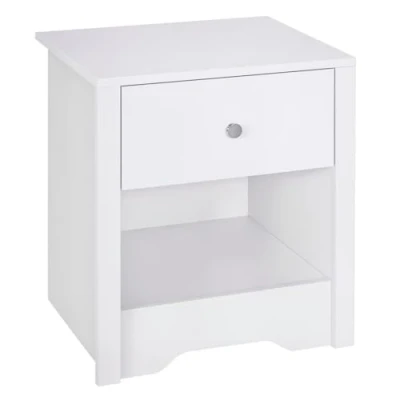 Image of HOMCOM Bedside Table, Nightstand with Drawer and Open Shelf, End Table for Living room, Bedroom, White