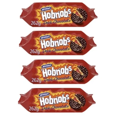 Image of McVitie&#039;s Hobnobs Dark Chocolate Biscuits The Oaty One 262g (4 Pack) By NAEM