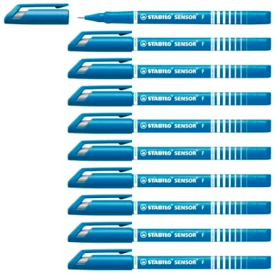 Image of Fineliner with Cushioned F Tip STABILO SENSOR fine Pack of 10 Turquoise