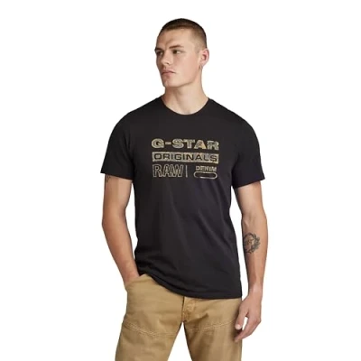 Image of G STAR RAW Men&#039;s Distressed Originals Slim T Shirt, black (dk D24420 336 6484), S