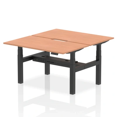 Image of Air B2B 1400x800 Adjustable 2P Bench Desk Scalloped Beech/Black