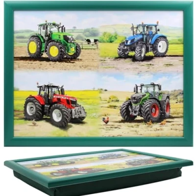 Image of Lesser &amp; Pavey Tractors Laptray Bean Bag Trays With Padded Cushion Suitable For Drinks, Food, Breakfast Laptop Lovely Designed Lap Tray Home Office