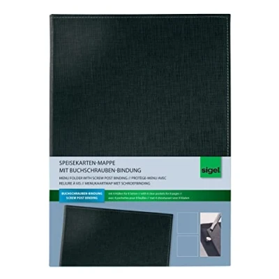 Image of SIGEL SM130 Menu Cover with screw post binding, for A4, Black, 1 Piece