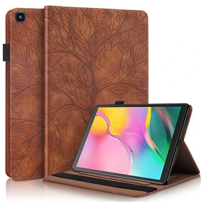 Image of Succtop Galaxy Tab A 2019 10.1 Case PU Leather Cover Flip Stand Function Wallet Tablet Protective with Card Slot, Pen Holder for Samsung Inch SM T510/SM T515 Brown
