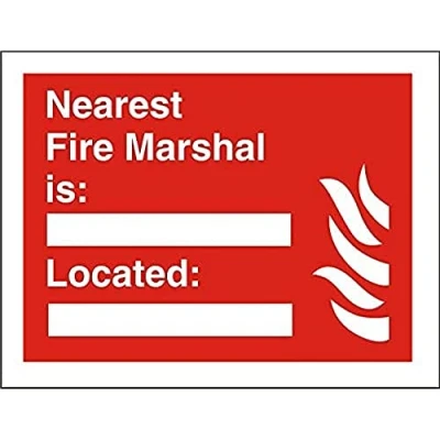 Image of Seco Nearest Fire Marshal is, Located &amp; Sign, 200mm x 150mm 1mm Semi Rigid Plastic