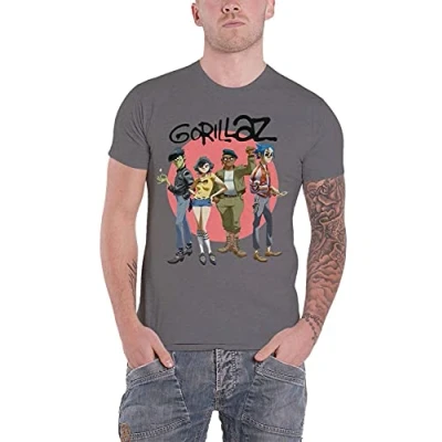 Image of Gorillaz Group Circle Rise Charcoal Unisex Official T Shirt Various Sizes
