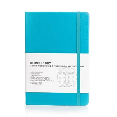 Image of Guissi Classic Dotted Grid Bullet Notebook Journal Dot Hard Cover A5 Premium 80gsm Thick Acid Free Paper with Fine Inner Pocket Faux Leather Office School Supplies 144 Pages Designed in Florence