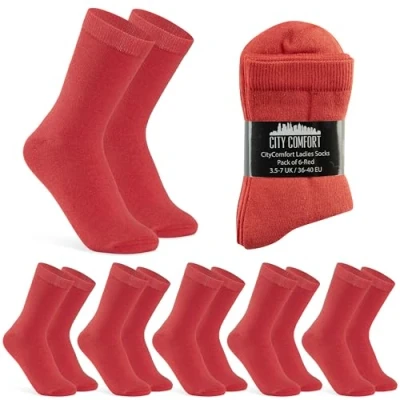 Image of CityComfort Calf Socks for Women, Soft and Breathable Multipack (Red 6 Pack)