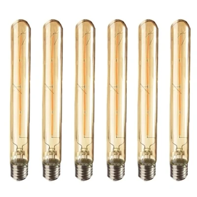 Image of 6 Edison Vintage Tube Lamp E27 4W T30 225 Test Flute Incandescent Tube, AC 220 240V, LED Filament Light Bulb 400lm Warm White 2700K Not Dimmable