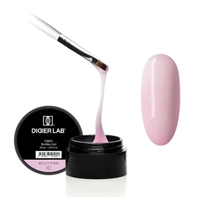 Image of Didier Lab Fiber Builder Gel Milky Pink Self Leveling HEMA Free for Nails Ultra Strong LED UV Fiberglass Nail Repair Refills and Extensions 50g