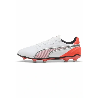 Image of PUMA Unisex King Match FG/AG Soccer Shoe, White Silver Glowing RED, 7.5 UK
