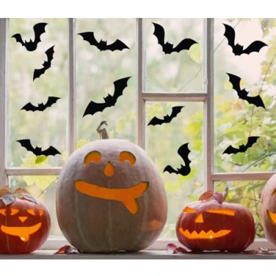 Image of QuoteMyWall Spooky Bats Halloween Decoration Window Stickers, Flying Bat Decals, Decor, Decor
