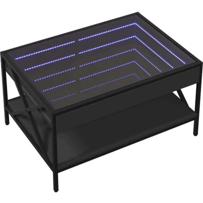 Image of vidaXL Coffee Table with Infinity LED Black 70x50x38 cm