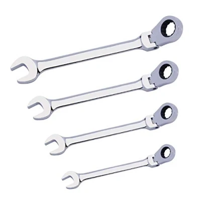 Image of Flexible Headed 8mm Ratchet Spanner, Combination Bi Hex Metric Pivot Ring Wrench