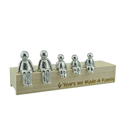 Image of Pirantin 6th Anniversary Idea 6 Years We Made A Family Metal Ornament Choose Your Combination Box &amp; Woodgrain May Vary(3 Children)