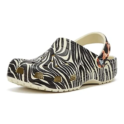 Image of Crocs Unisex Baya Clogs, Bone/Multi Animal Remix, 8 UK Men/ 9 Women