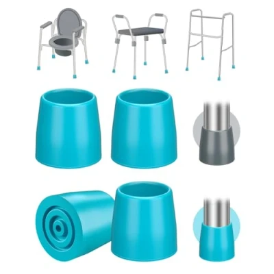 Image of supregear Cane Tips (4 Pack), 28 mm Heavy Duty Rubber Replacement for Walkers, Commodes, Shower Chairs, Canes, Walking Sticks Non Slip Caps, Blue