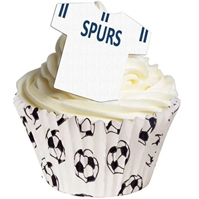 Image of 24 Edible T Shirt Decorations Great for Spurs Fans Perfectly pre Cut Wafer just pop Them Out The Packaging and top on Your Cake Pack of by CDA Products Ltd